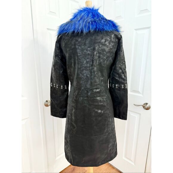 Current Mood Dolls Kill Jewel Of Jersey Faux Fur Rivets Jacket Trench Coat L NWT - Picture 4 of 7